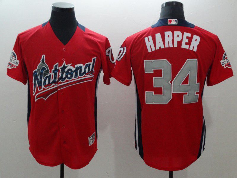 Men Washington Nationals #34 Harper Orange All star MLB Jerseys->atlanta braves->MLB Jersey